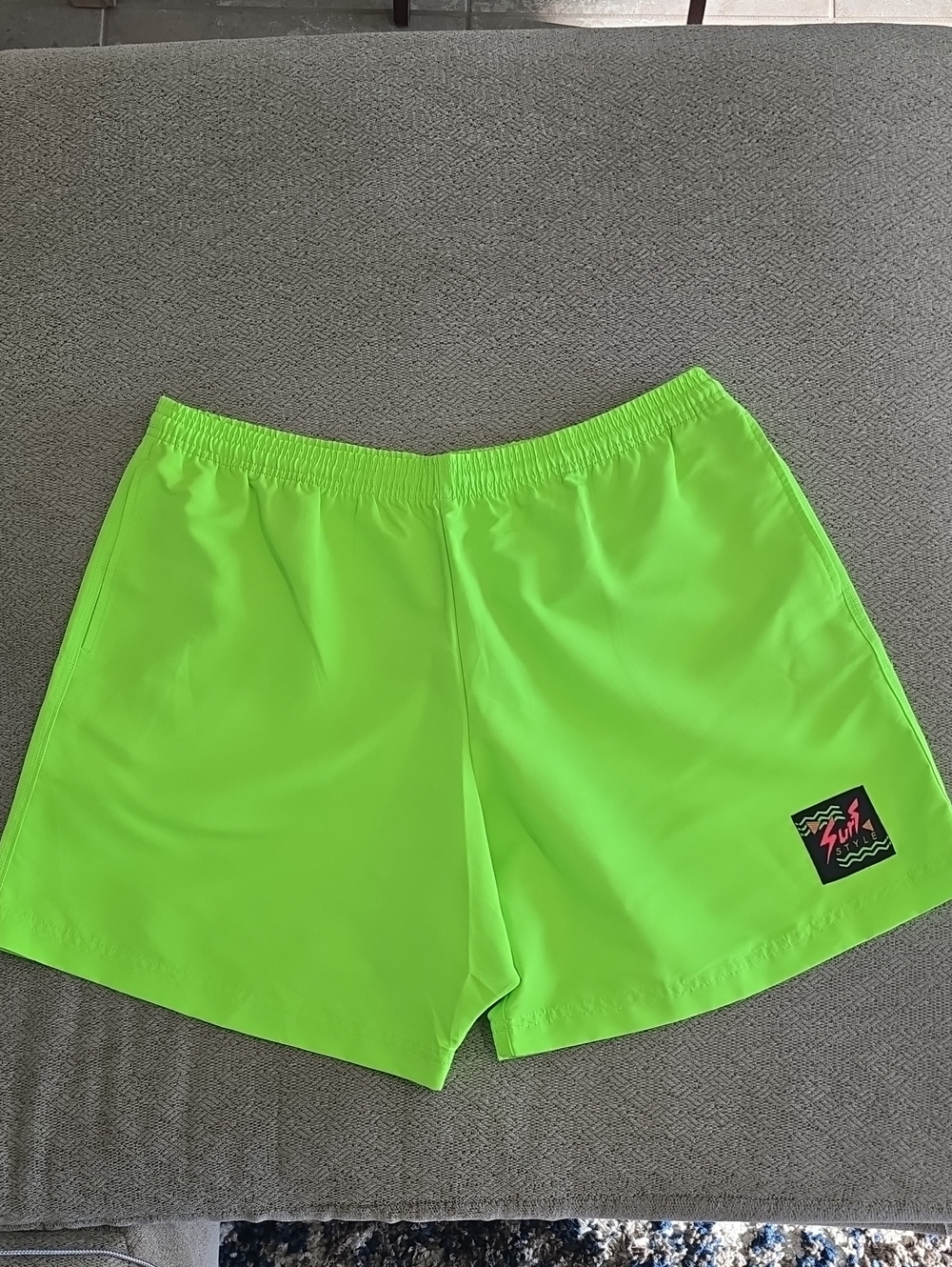 Surf Style Fluorescent Neon Green-Yellow Beach Board Shorts - Size XXL